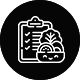 Icon showing a clipboard with a plant and a clock.
